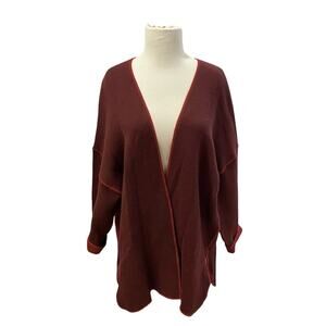 LeComte Merino Wool Blend Maroon Red Open Cardigan Size Small Vintage